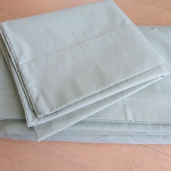 Vintage Springmaid Twin Sheet Set 3pc Mint Green Percale No Iron USA Made - Picture 2 of 9